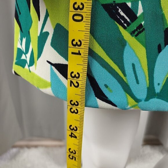 Alyx Women's Blue, Green, Black, Tropical Sleeveless Fitted Midi Dress Size 4 - Picture 6 of 11